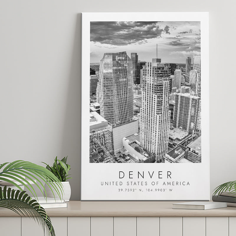 Denver Usa Black And White Art Canvas Prints Wall Art Home Decor