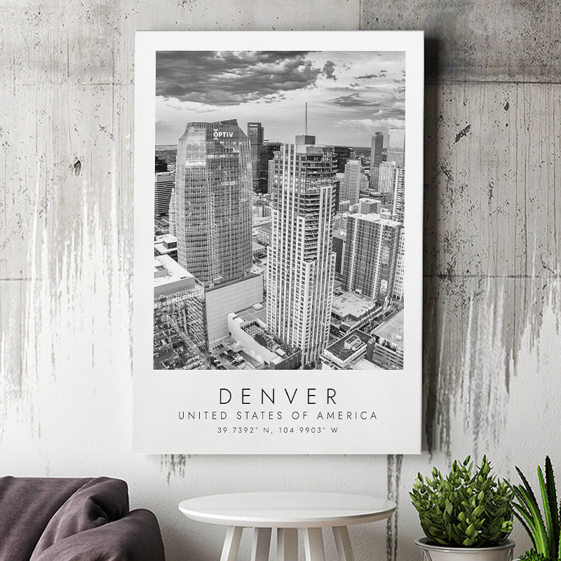 Denver Usa Black And White Art Canvas Prints Wall Art Home Decor