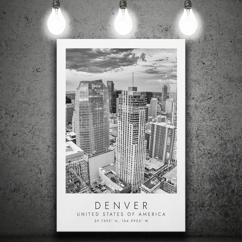 Denver Usa Black And White Art Canvas Prints Wall Art Home Decor