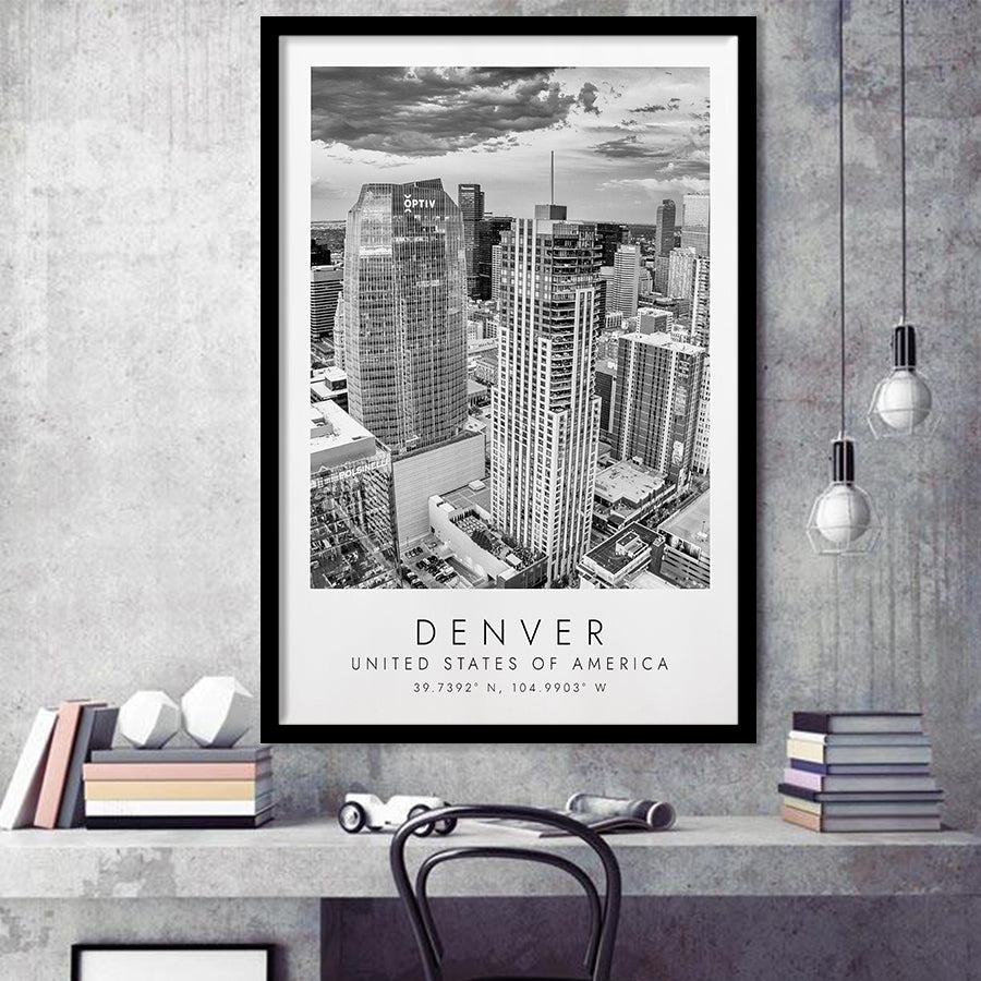 Denver Usa Black And White Art Framed Art Prints Wall Art Decor, Framed Picture