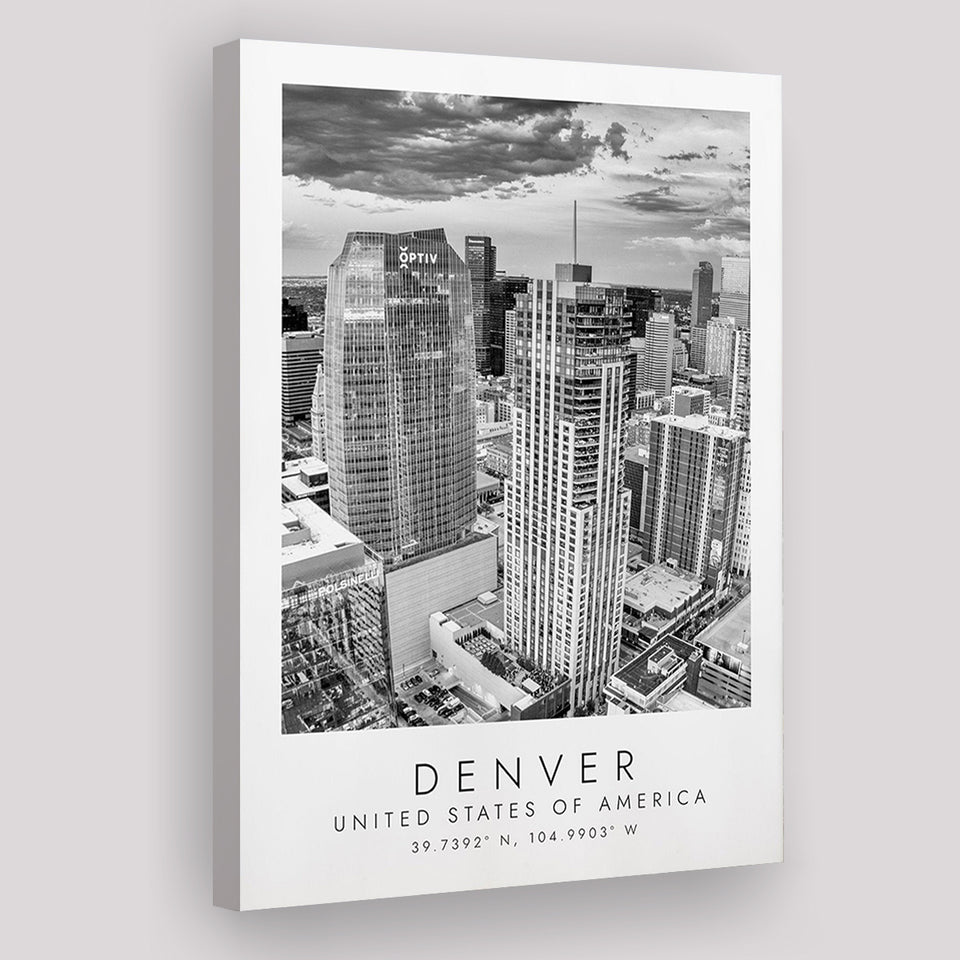 Denver Usa Black And White Art Canvas Prints Wall Art Home Decor