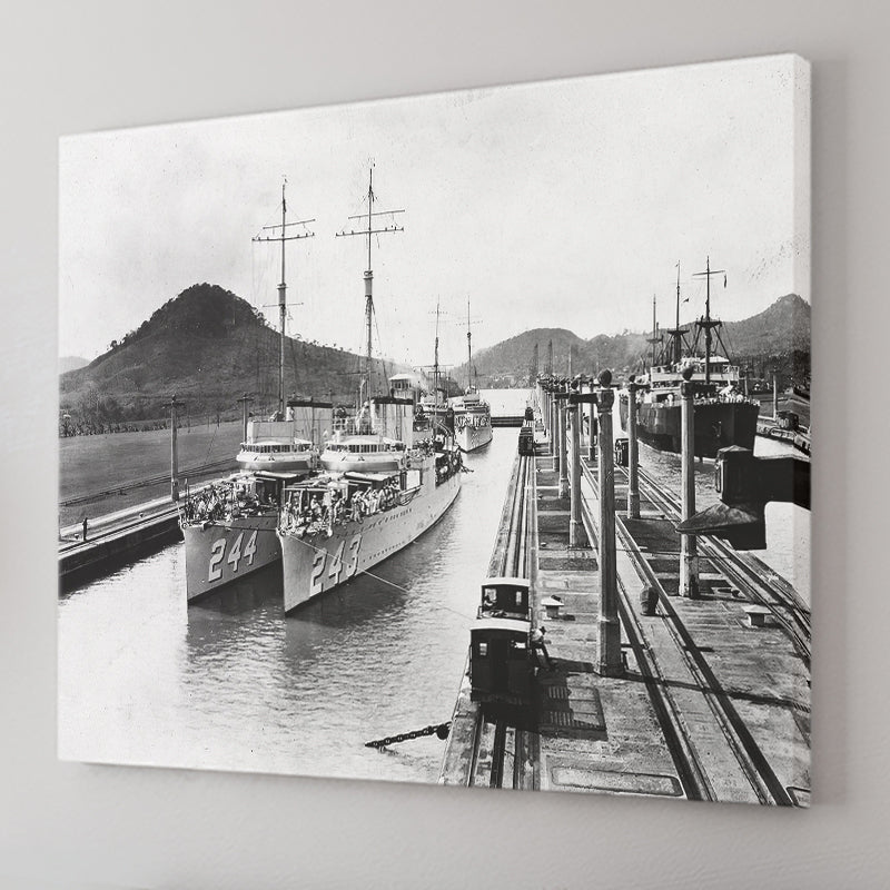 Destroyers On The Panama Canal Canvas Wall Art - Canvas Prints, Prints For Sale, Painting Canvas
