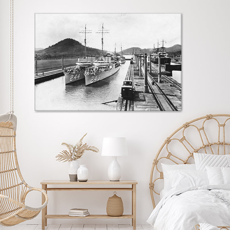 Destroyers On The Panama Canal Canvas Wall Art - Canvas Prints, Prints For Sale, Painting Canvas