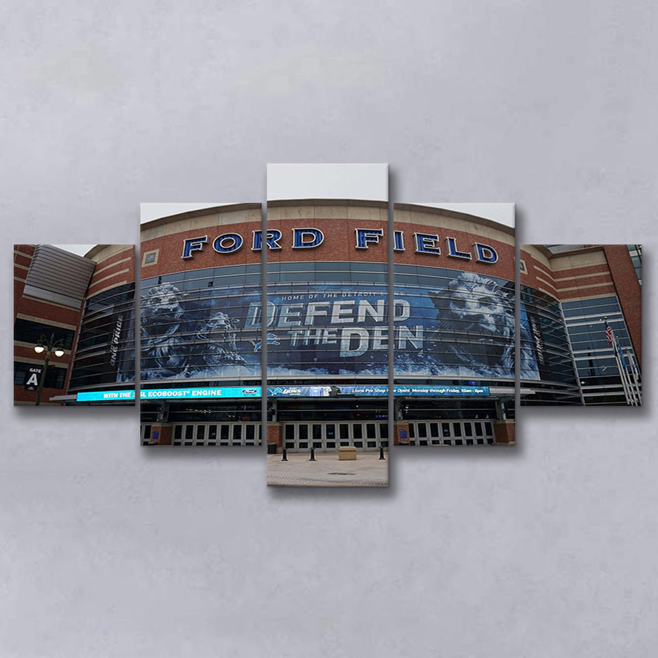 Detroit Lions Stadium Canvas Prints Ford Field Wall Art American,Multi Panels,Sport Stadium Art Prints, Fan Gift