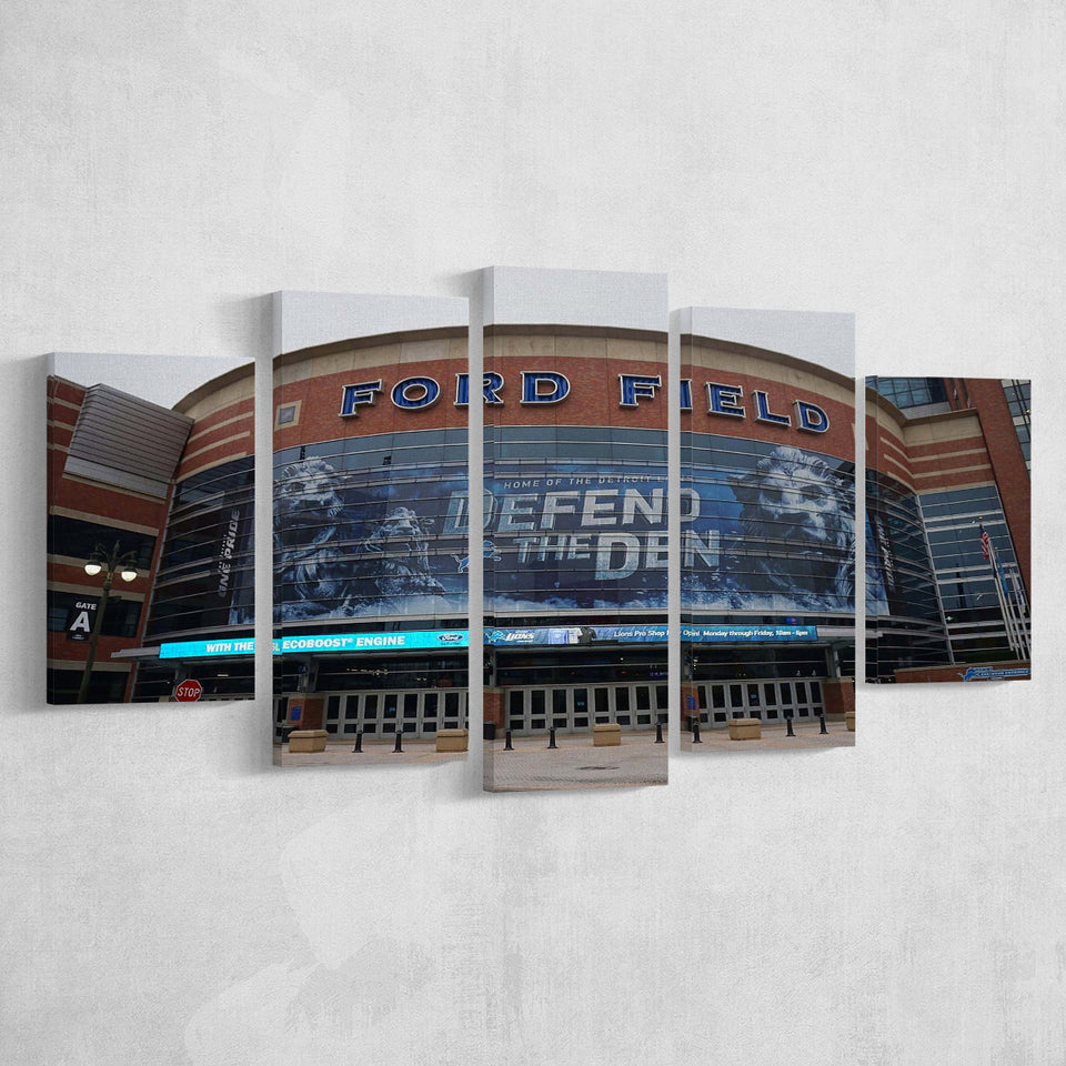 Detroit Lions Stadium Canvas Prints Ford Field Wall Art American,Multi Panels,Sport Stadium Art Prints, Fan Gift
