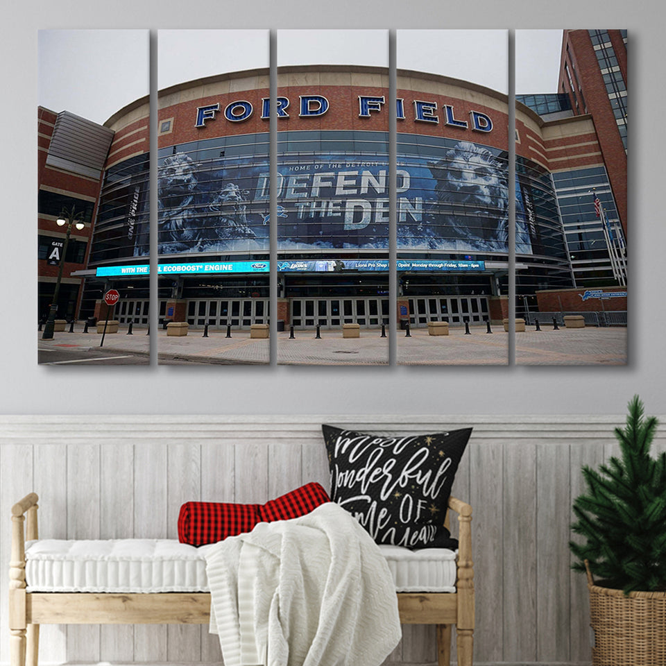Detroit Lions Stadium Canvas Prints Ford Field Wall Art American,Multi Panels B,Sport Stadium Art Prints, Fan Gift