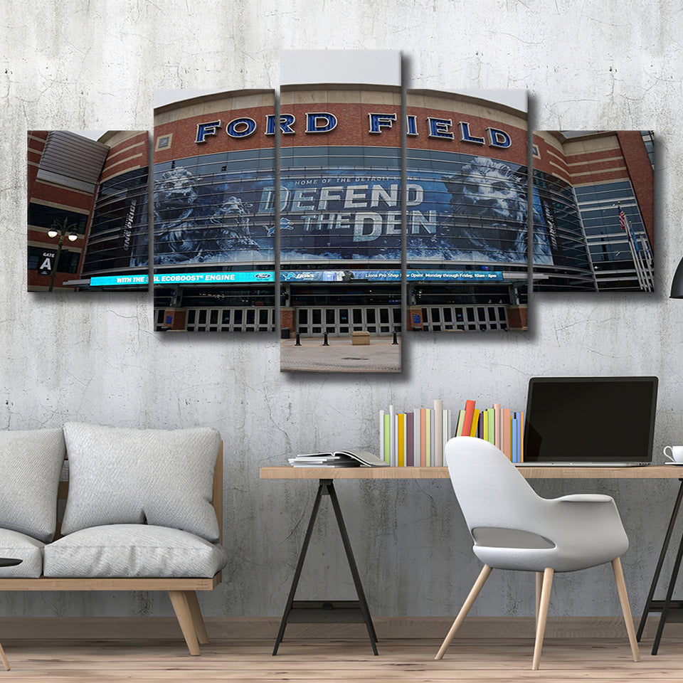 Detroit Lions Stadium Canvas Prints Ford Field Wall Art American,Multi Panels,Sport Stadium Art Prints, Fan Gift