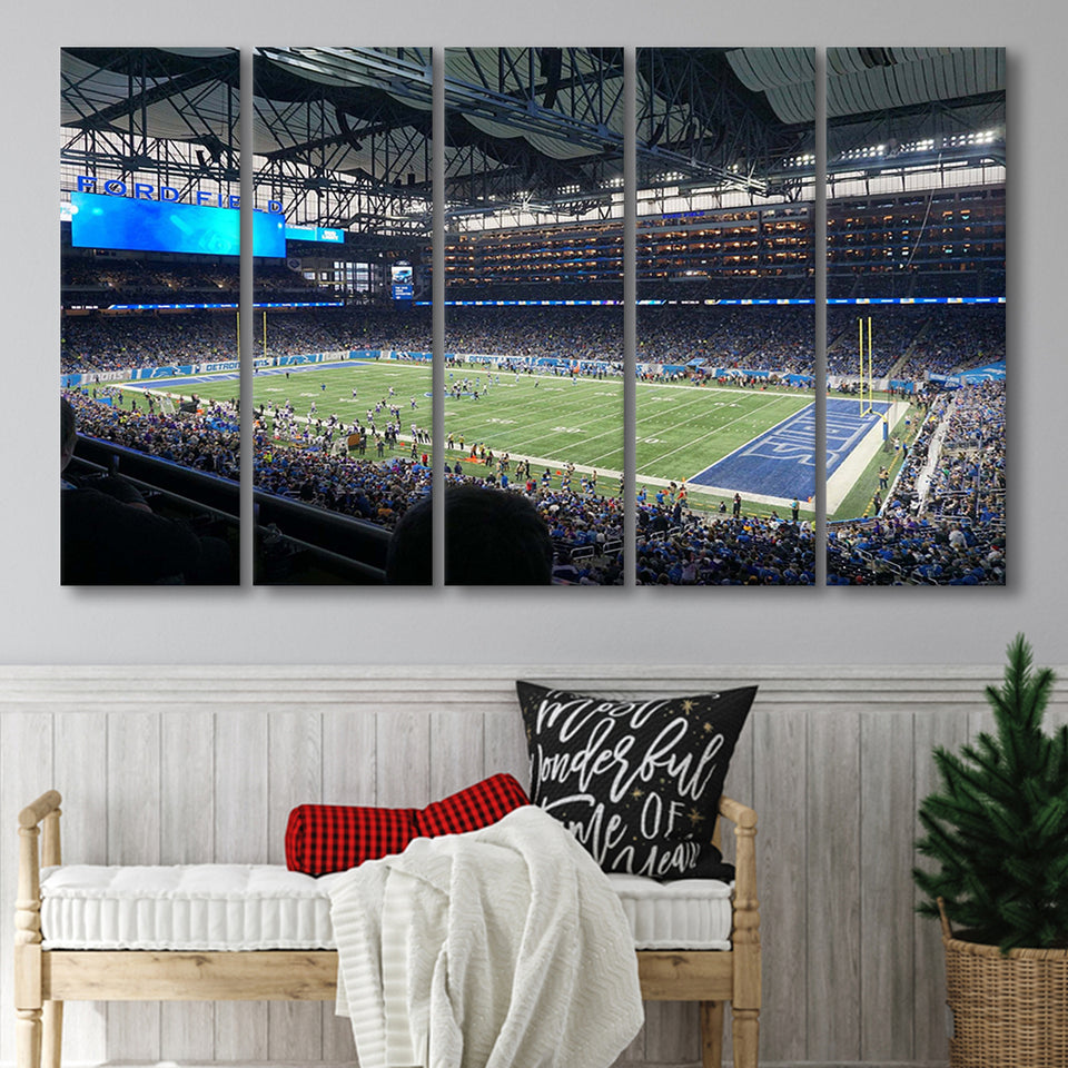 Detroit Lions Wall Art Ford Field Stadium Canvas Prints American,Multi Panels B,Sport Stadium Art Prints, Fan Gift