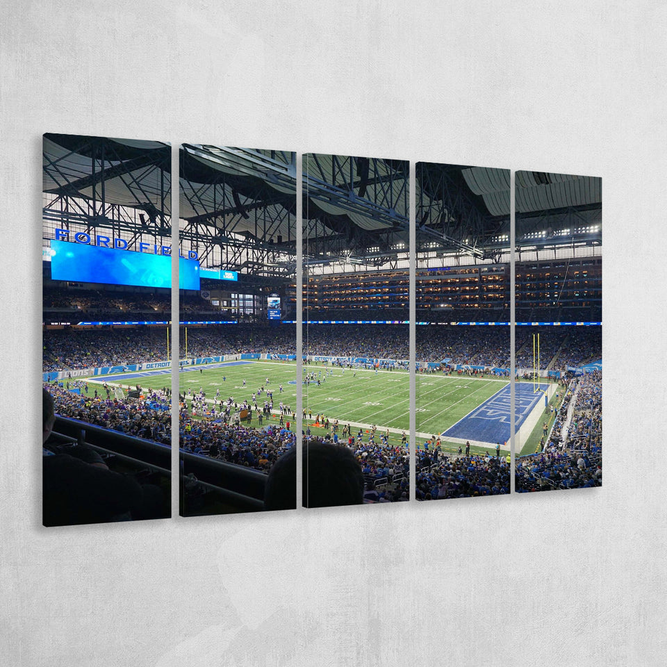 Detroit Lions Wall Art Ford Field Stadium Canvas Prints American,Multi Panels B,Sport Stadium Art Prints, Fan Gift