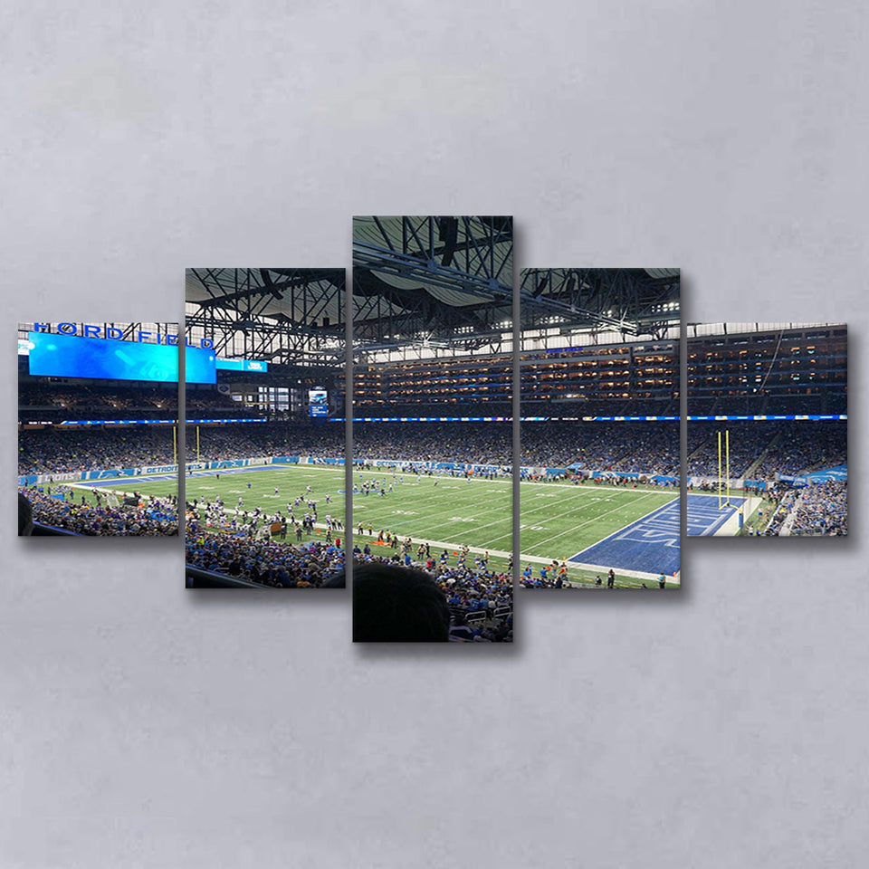 Detroit Lions Wall Art Ford Field Stadium Canvas Prints American,Multi Panels,Sport Stadium Art Prints, Fan Gift