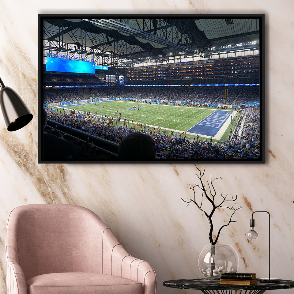 Detroit Lions Wall Art Ford Field Stadium Framed Canvas Prints American,Sport Stadium Art Prints, Fan Gift