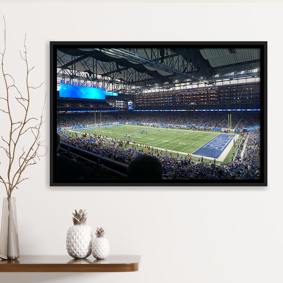 Detroit Lions Wall Art Ford Field Stadium Framed Canvas Prints American,Sport Stadium Art Prints, Fan Gift