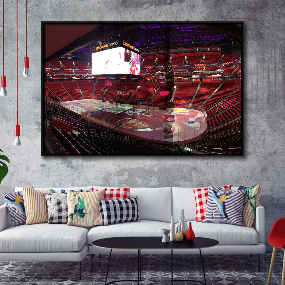 Detroit Red Wings Stadium Framed Canvas Prints Little Ceasars Arena Wall,Sport Stadium Art Prints, Fan Gift