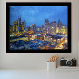 Detroit Skyline City Framed Art Prints Wall Decor - Painting Prints, Framed Picture, Home Decor