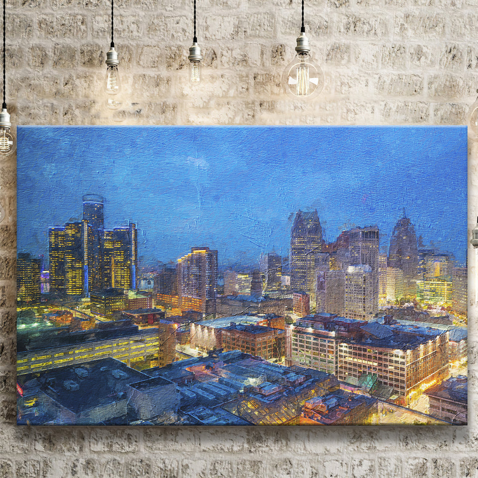 Detroit Skyline City Canvas Prints Wall Art Decor - Paiting Canvas, Art Prints, Wall Decor, For Sale