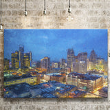 Detroit Skyline City Canvas Prints Wall Art Decor - Paiting Canvas, Art Prints, Wall Decor, For Sale