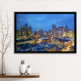 Detroit Skyline City Framed Canvas Prints Wall Art Decor - Paiting Canvas, Art Prints, Floating Frame