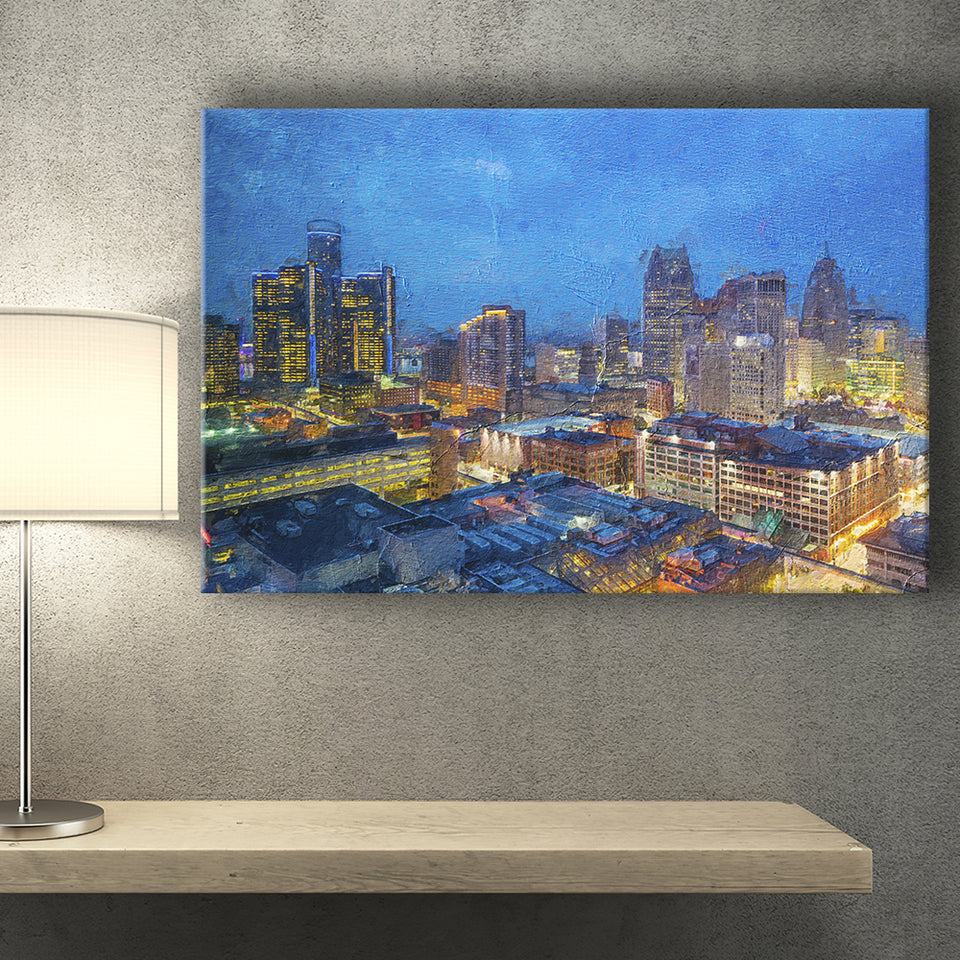 Detroit Skyline City Canvas Prints Wall Art Decor - Paiting Canvas, Art Prints, Wall Decor, For Sale