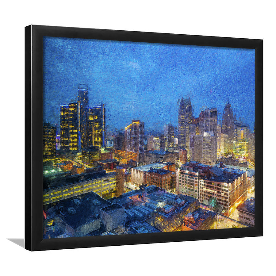 Detroit Skyline City Framed Art Prints Wall Decor - Painting Prints, Framed Picture, Home Decor