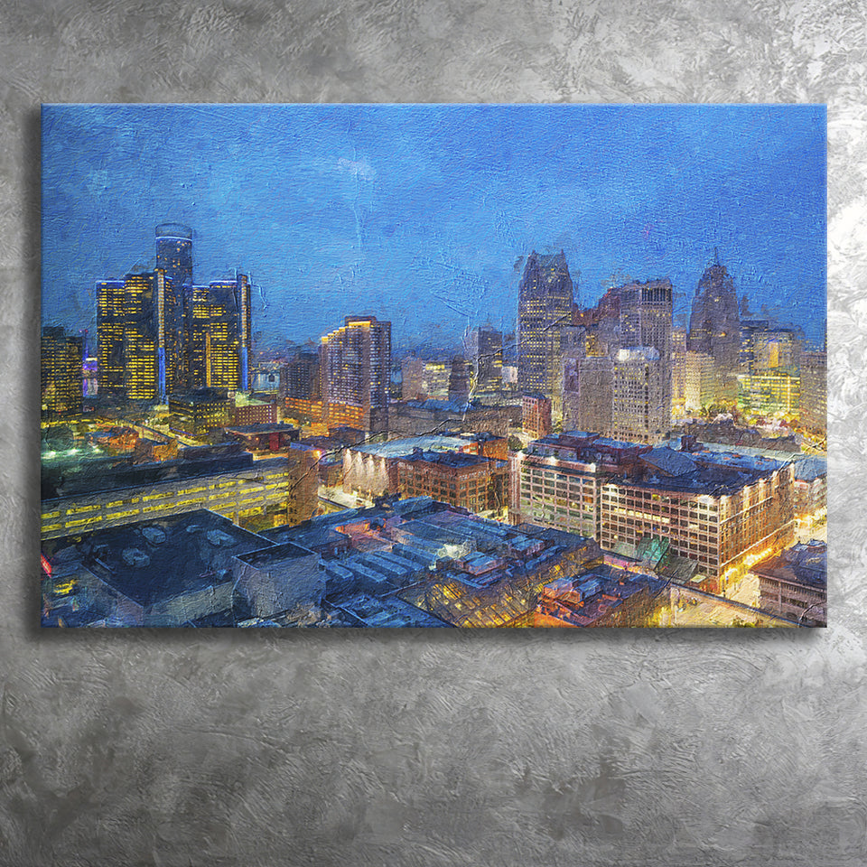 Detroit Skyline City Canvas Prints Wall Art Decor - Paiting Canvas, Art Prints, Wall Decor, For Sale