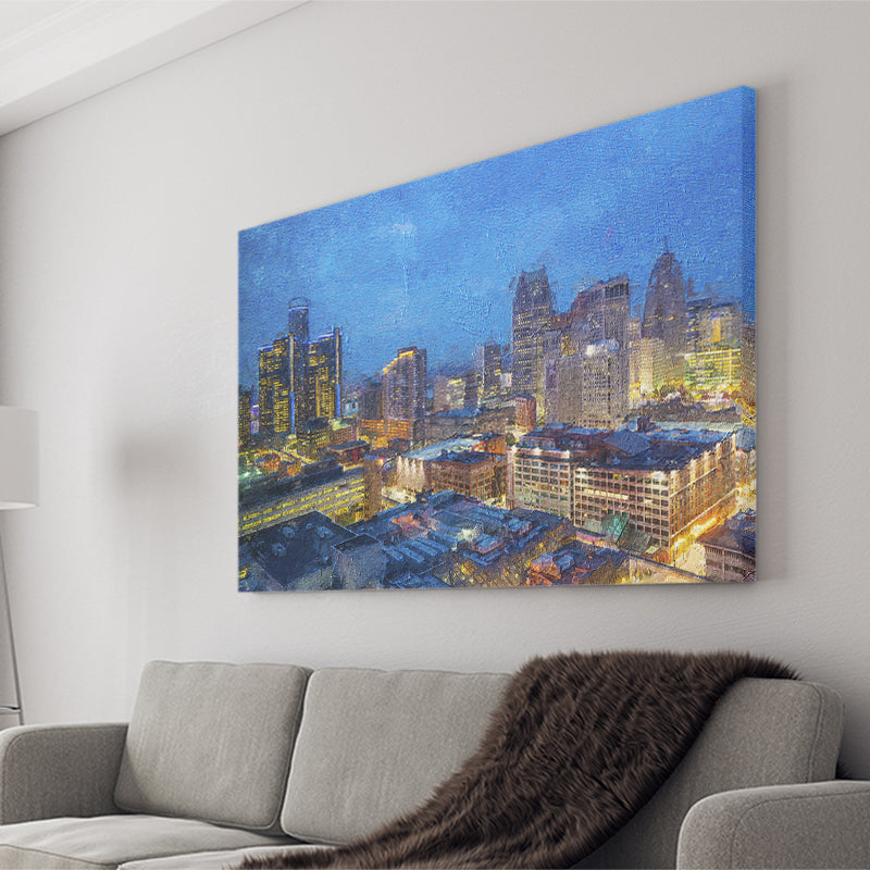 Detroit Skyline City Canvas Prints Wall Art Decor - Paiting Canvas, Art Prints, Wall Decor, For Sale