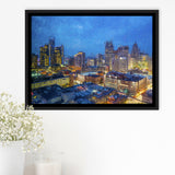 Detroit Skyline City Framed Canvas Prints Wall Art Decor - Paiting Canvas, Art Prints, Floating Frame
