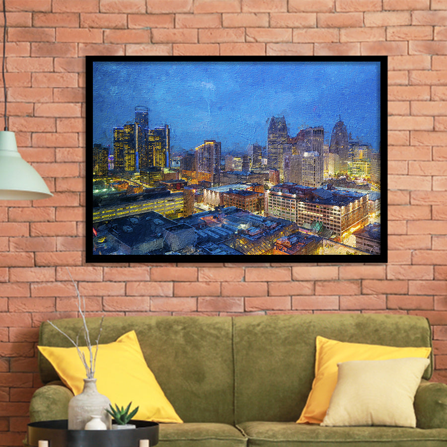 Detroit Skyline City Framed Art Prints Wall Decor - Painting Prints, Framed Picture, Home Decor