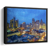 Detroit Skyline City Framed Canvas Prints Wall Art Decor - Paiting Canvas, Art Prints, Floating Frame
