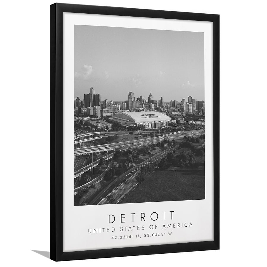 Detroit Usa Travel Lovers Black And White Art Framed Art Prints Wall Art Decor, Framed Picture