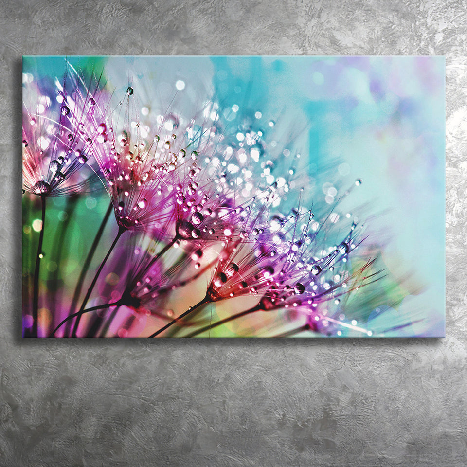 Dew On Flowers Canvas Prints Wall Art Decor - Painting Canvas,Home Decor, Ready to Hang