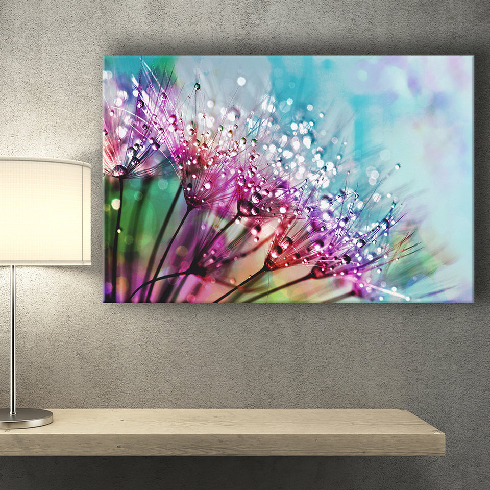 Dew On Flowers Canvas Prints Wall Art Decor - Painting Canvas,Home Decor, Ready to Hang