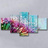 Dew On Flowers 5 Piece Canvas Prints Wall Art Decor, Multi Panels, Mixed Canvas