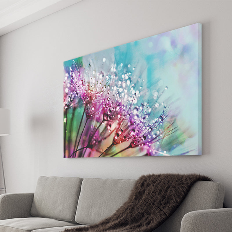Dew On Flowers Canvas Prints Wall Art Decor - Painting Canvas,Home Decor, Ready to Hang