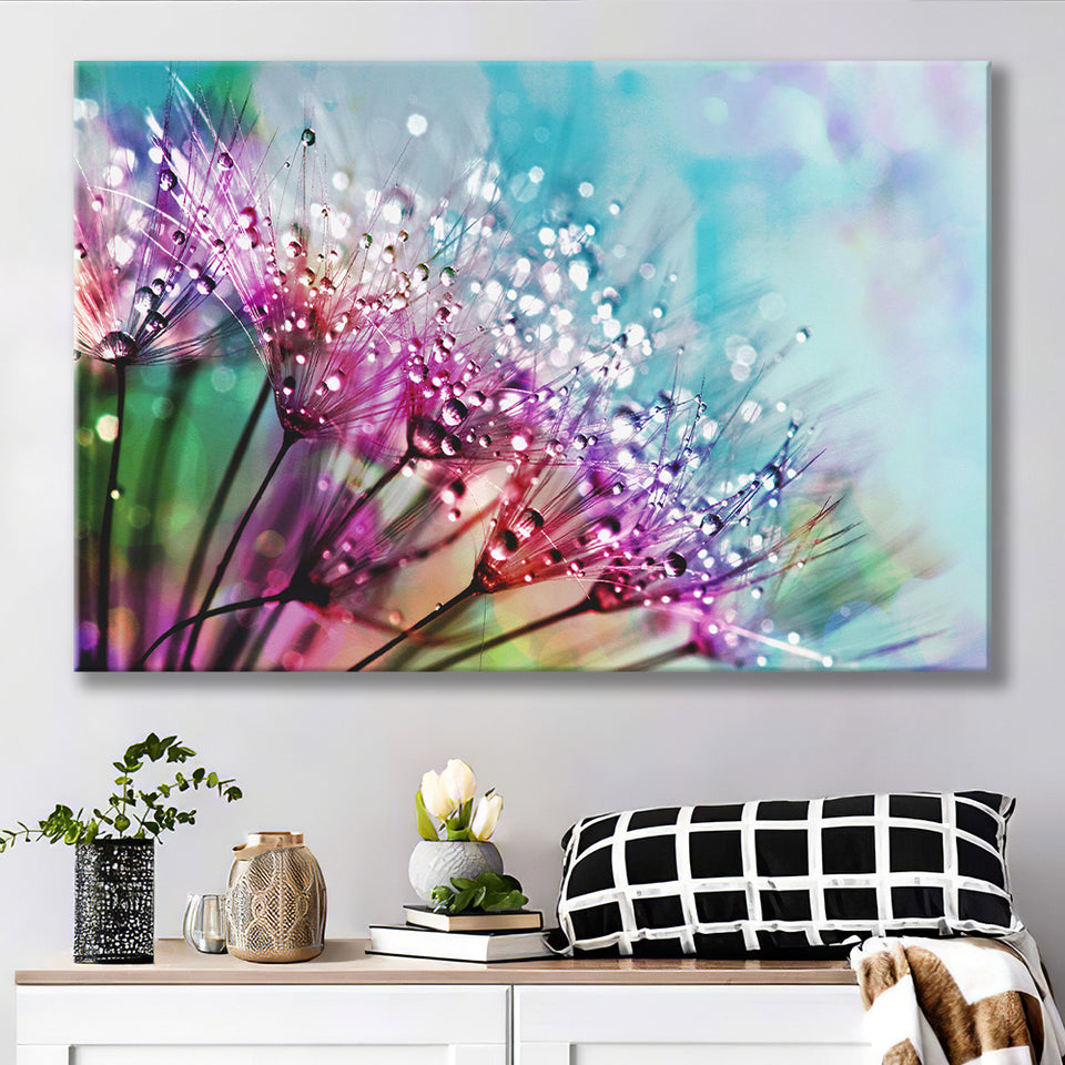 Dew On Flowers Canvas Prints Wall Art Decor - Painting Canvas,Home Decor, Ready to Hang