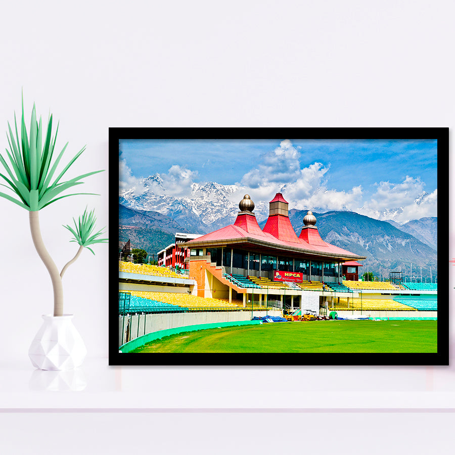 Dharamsala Stadium, Stadium Canvas, Sport Art, Gift for him, Framed Art Prints Wall Art Decor, Framed Picture