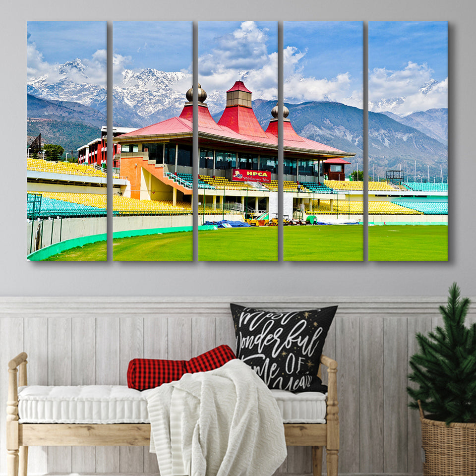 Dharamsala Stadium, Stadium Canvas, Sport Art, Gift for him, Multi Panels B, Canvas Prints Wall Art Decor