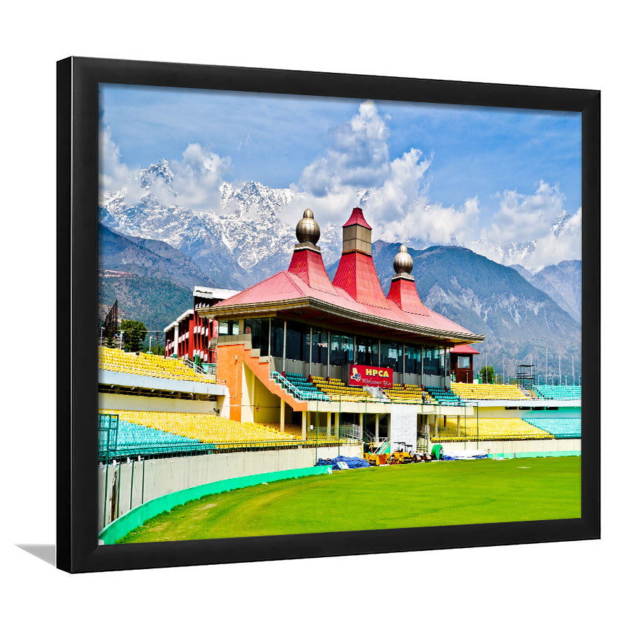 Dharamsala Stadium, Stadium Canvas, Sport Art, Gift for him, Framed Art Prints Wall Art Decor, Framed Picture