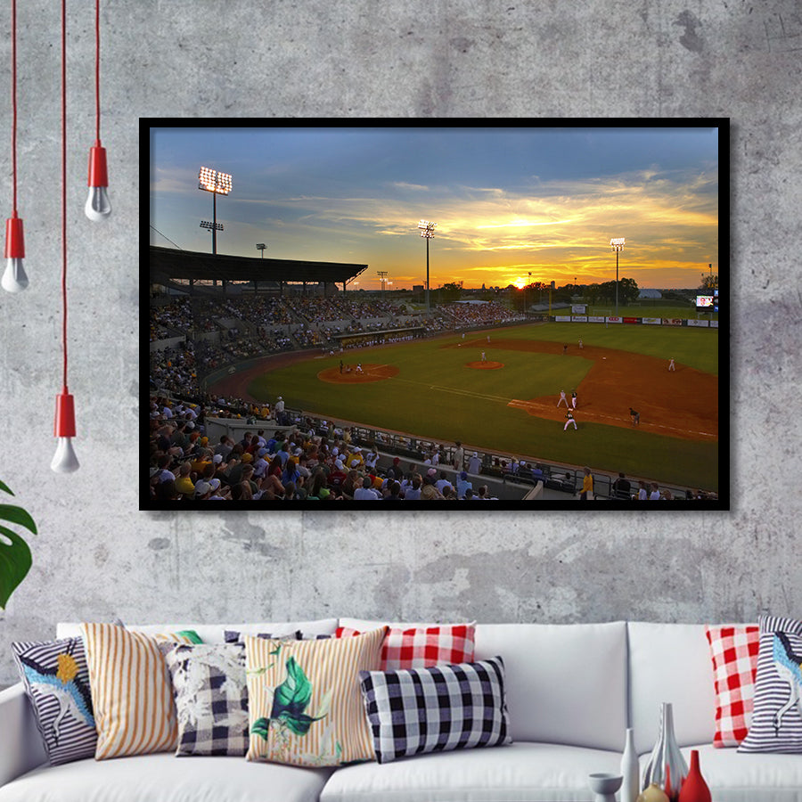 Diamond Stadium at Sunset, Stadium Canvas, Sport Art, Gift for him, Framed Art Prints Wall Art Decor, Framed Picture