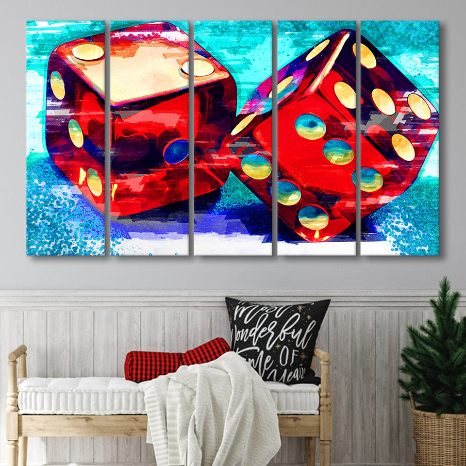 Dice 5 Piece B Canvas Prints Wall Art Decor, Multi Panels,Large Canvas, Home Decor