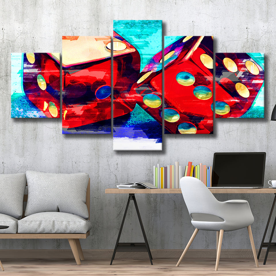 Dice 5 Pieces Canvas Prints Wall Art Decor - Painting Canvas, Mixed Canvas, Multi Panels
