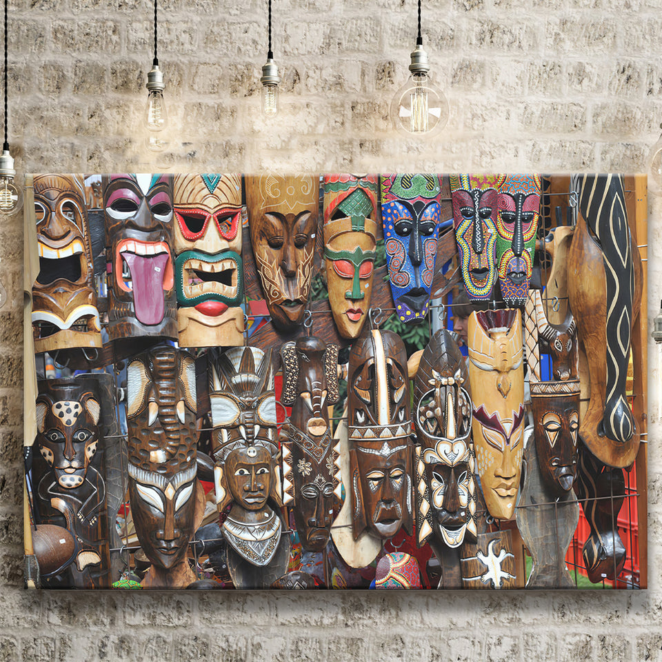 Different African Tribal Mask Canvas Prints Wall Art - Painting Canvas, African Art, Home Wall Decor, Painting Prints, For Sale