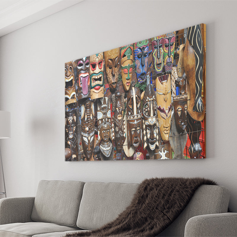 Different African Tribal Mask Canvas Prints Wall Art - Painting Canvas, African Art, Home Wall Decor, Painting Prints, For Sale
