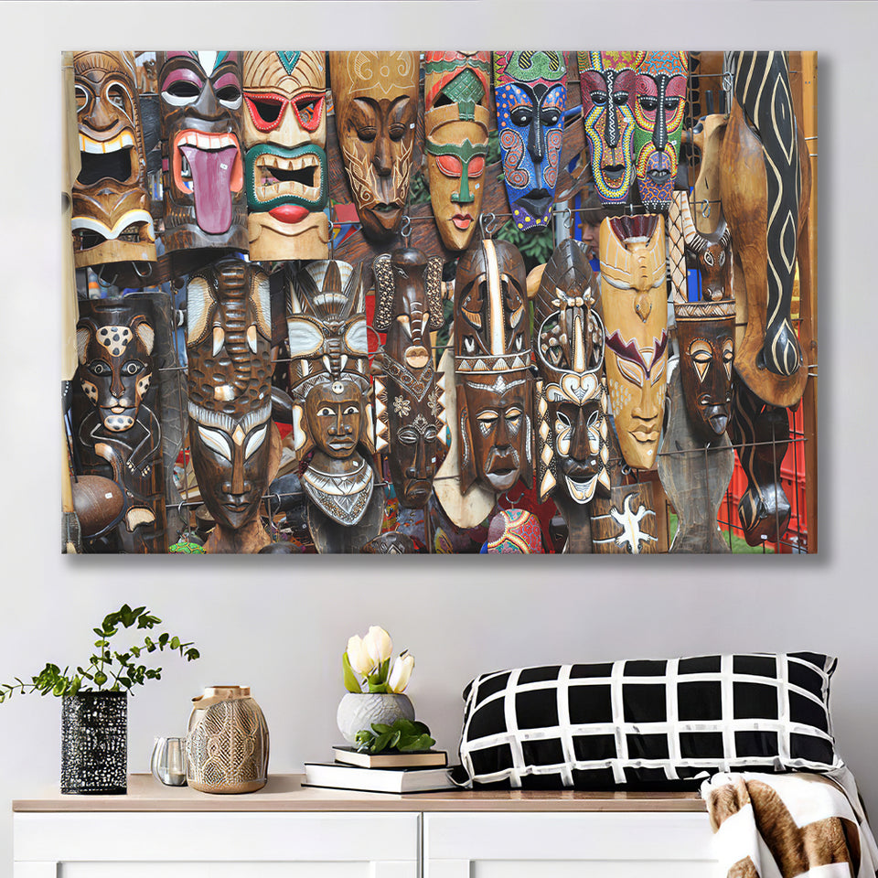 Different African Tribal Mask Canvas Prints Wall Art - Painting Canvas, African Art, Home Wall Decor, Painting Prints, For Sale