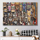 Different African Tribal Mask Canvas Prints Wall Art - Painting Canvas, African Art, Home Wall Decor, Painting Prints, For Sale