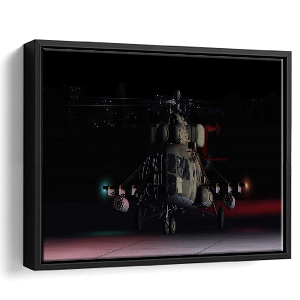 Digital Combat Simulator Mi 8Mtv2 Magnificent Eight Belsimtek Framed Canvas Prints Wall Art Decor - Painting Canvas, Black Framed Picture