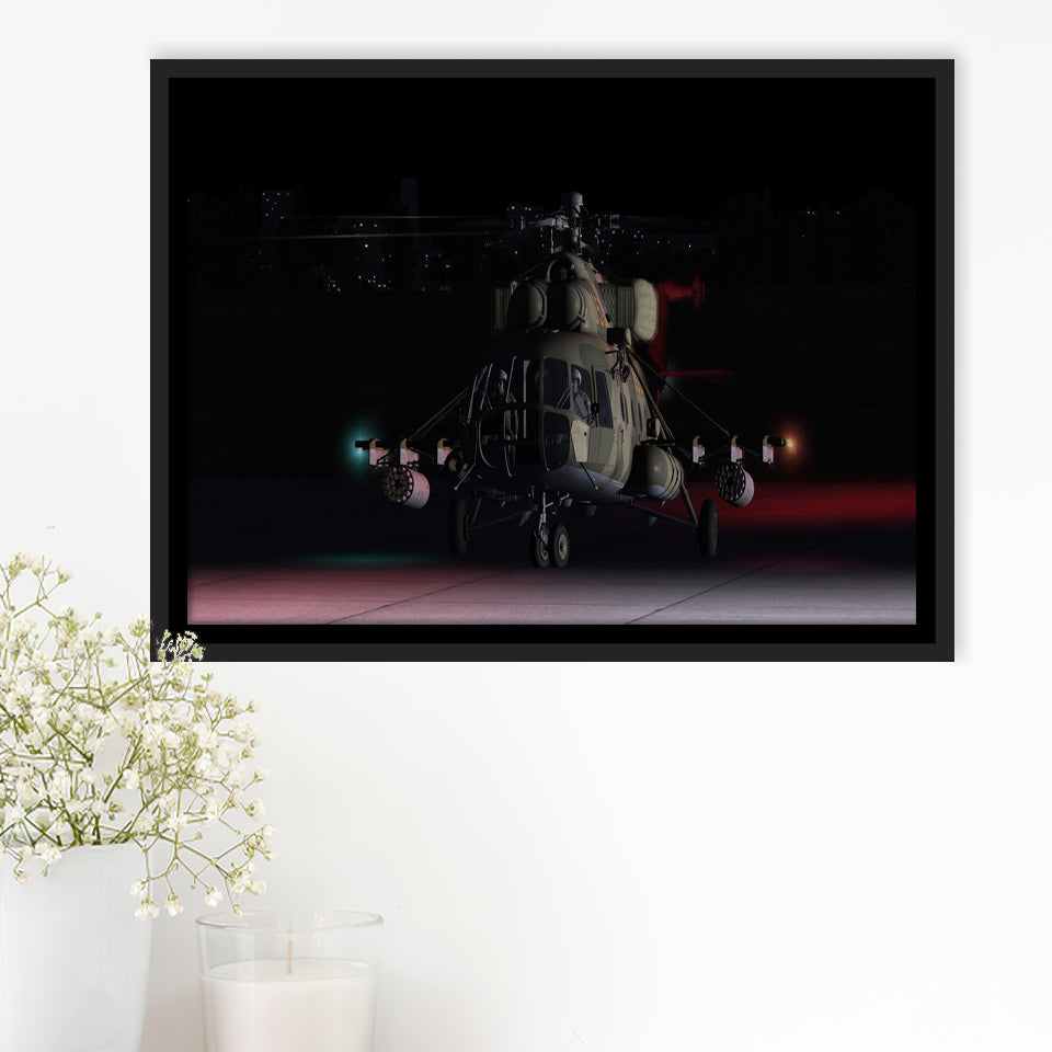 Digital Combat Simulator Mi 8Mtv2 Magnificent Eight Belsimtek Framed Canvas Prints Wall Art Decor - Painting Canvas, Black Framed Picture
