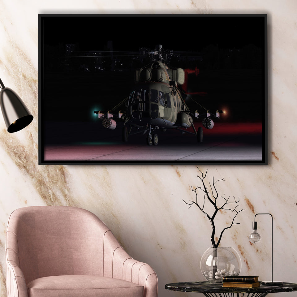 Digital Combat Simulator Mi 8Mtv2 Magnificent Eight Belsimtek Framed Canvas Prints Wall Art Decor - Painting Canvas, Black Framed Picture