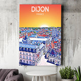 Dijon France Art Sunset Art Print ,City Art Print, Large Canvas, Canvas Print Wall Art Home Decor
