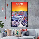 Dijon France Art Sunset Art Print, City Art Print, Framed Art Print Wall Art Home Decor, Framed Picture