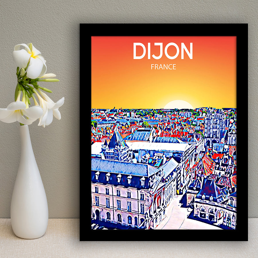 Dijon France Art Sunset Art Print, City Art Print, Framed Art Print Wall Art Home Decor, Framed Picture